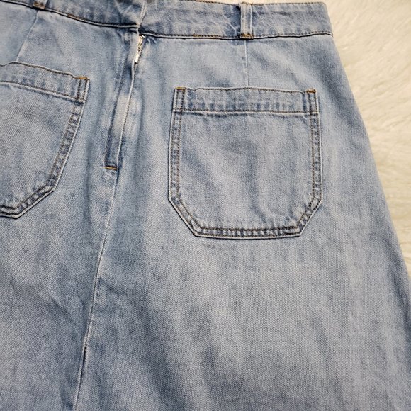 GAP light wash denim skirt A-line 4 pockets jeans - Picture 2 of 8